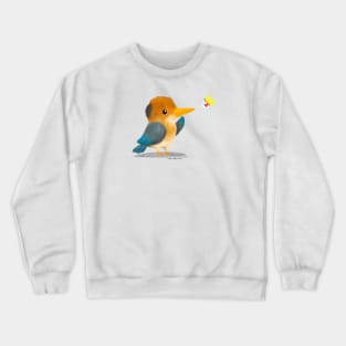 Yellow Billed Kingfisher and butterfly Crewneck Sweatshirt